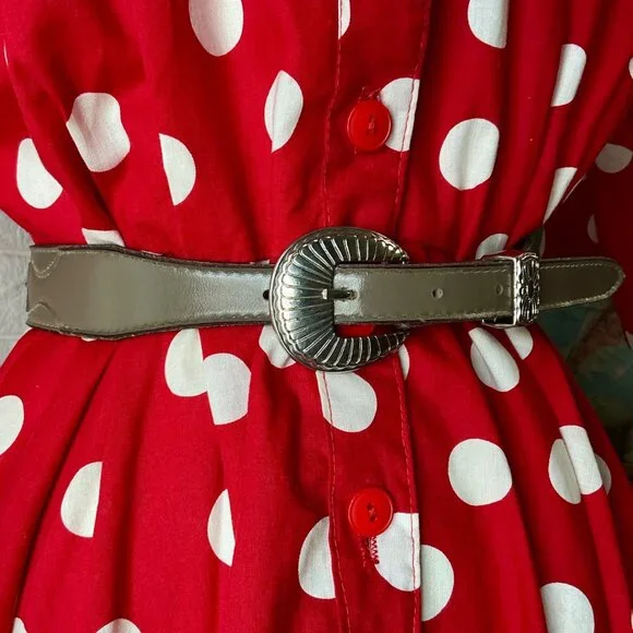 Vintage Textan Grey Leather Western Belt Silver Detailed Metal Buckle - Picture 4 of 16